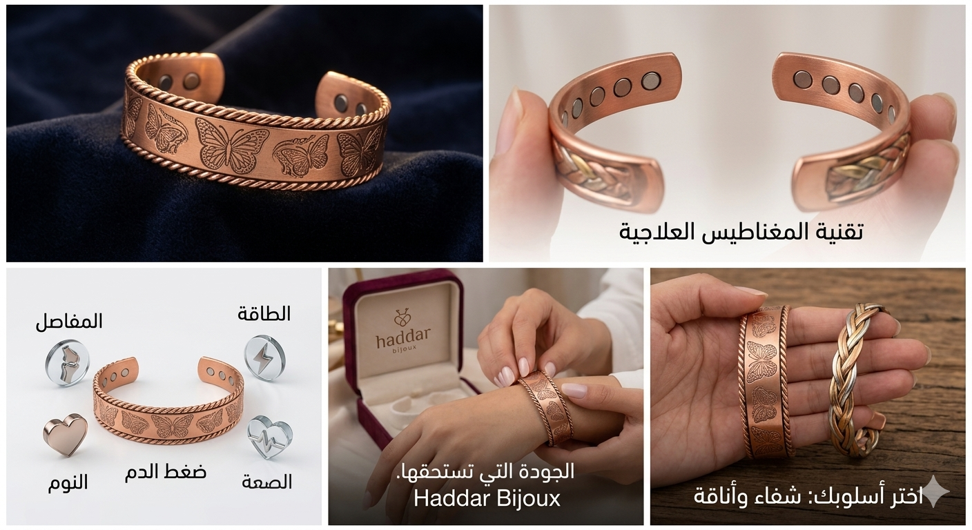 تألق بأناقة ملكية وتخلص من آلام المفاصل والشحنات السلبية مع السوار النحاسي الأصلي الطبي! 🌟